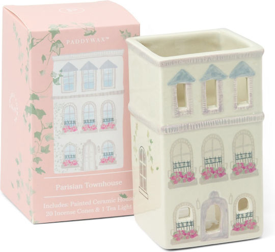 Keramisches Häuschen Nr.09 Parisian Townhouse Stil Raumdüfte Incense Cones & Ersatz Paddywax