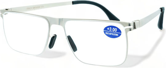 Optosquad Lesebrille +3.00 in Silber Farbe 808-1