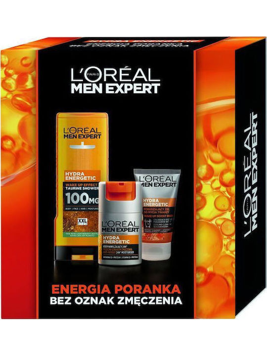 L'Oreal Paris Men Expert Hydra Energetic Комплект за грижа за кожата за Почистване на тялото, Хидратация & Почистване на лицето