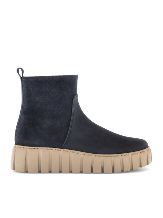 Gabor Leder Damen Stiefeletten mit Plattform Blau