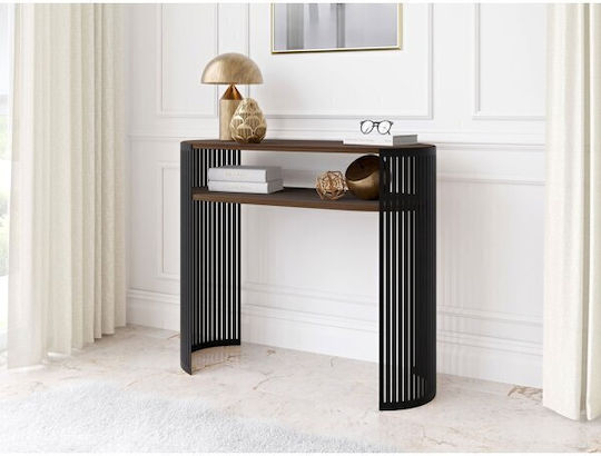 Oswego 143 Console Table Wood & Metal Walnut, Black L100xW30xH86cm
