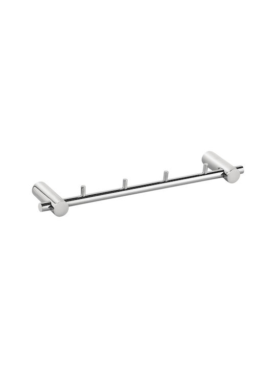 Bronze Art Bathroom Hook Rail 4 Prongs Wall-Mounted with Screws 25x6cm Inox Silver