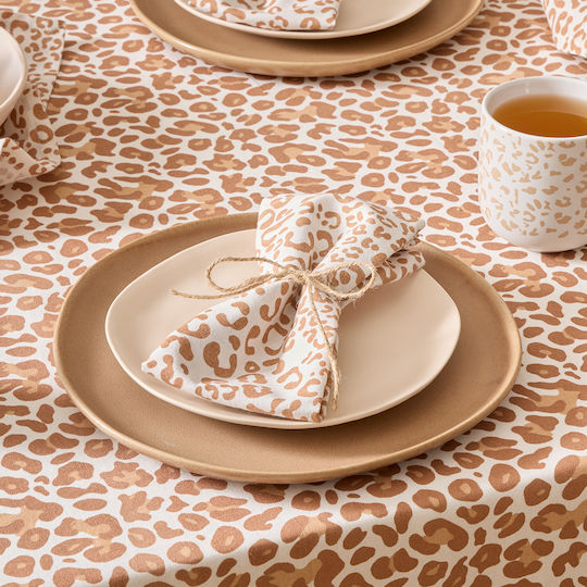 Towel from 100% Cotton in Beige Color 40x40cm 4pcs