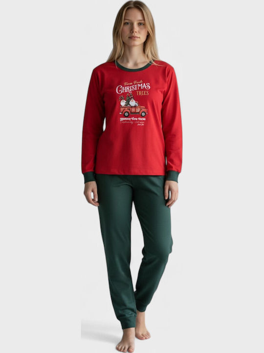 Nina Club Winter Women's Pyjama Set Red/Green Christmas