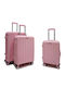 Felbags Hard Pink Travel Suitcases with 4 Wheels Set of 3 Pieces