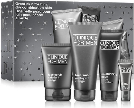 Clinique Great For Him Skin Care Set for Αnti-ageing, Moisturizing & Facial Cleaning 4pcs