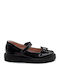 Kids Patent Leather Ballerinas with Hoop & Loop Closure Black