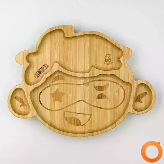 Pandaboo Baby Food Plate made of Bamboo Orange
