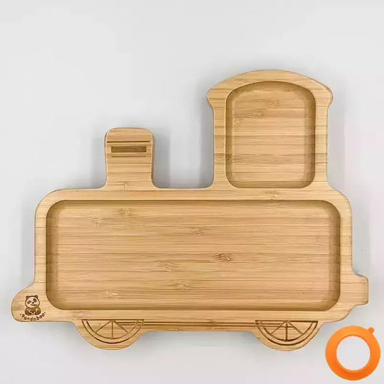 Pandaboo Baby Food Plate made of Bamboo Orange