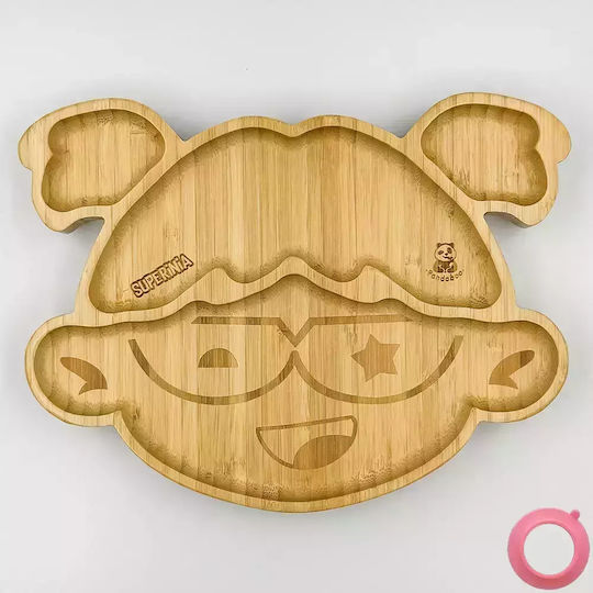 Pandaboo Παιδικό Πιάτο Φαγητού από Bamboo Ροζ