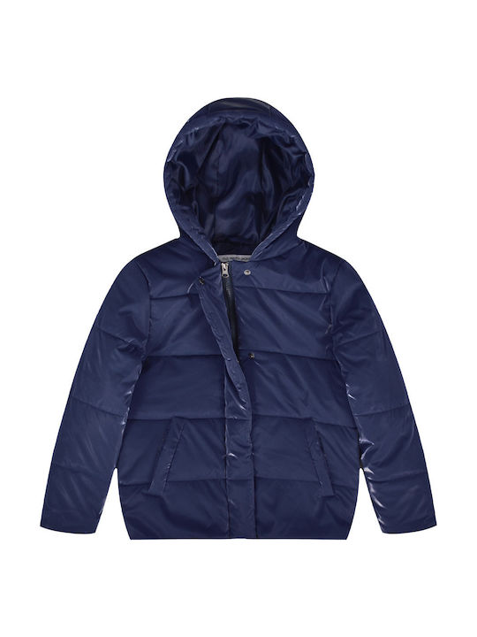 Energiers Kids Quilted Short Coat with Hood Nav...