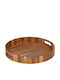 5Five Holz Rund Serviertablett mit Griffen in Braun Farbe 35x35x5cm 190167 1Stück