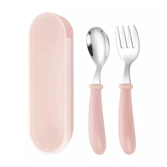 Pandaboo Baby Cutlery Set in Case Pink 2pcs