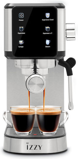 Izzy Μηχανή Espresso 1450W Πίεσης 20bar Ασημί IZ-6024