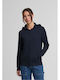 Lang Damen Sweatshirtjacke Kapuzen Navy