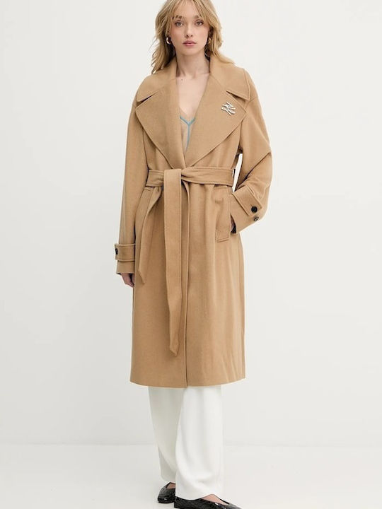 Вълна Дамско Beige Палто