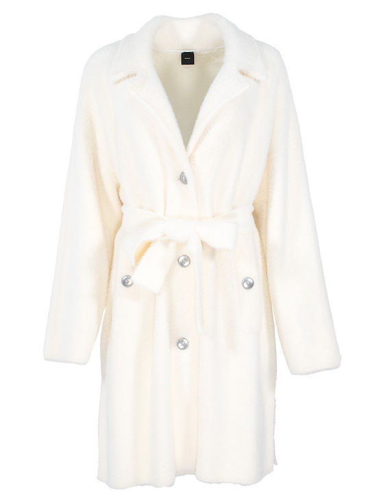 Zante Women's White Coat with Buttons