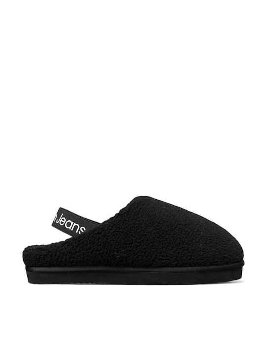 Calvin Klein Femei Sabot cu blană Negre