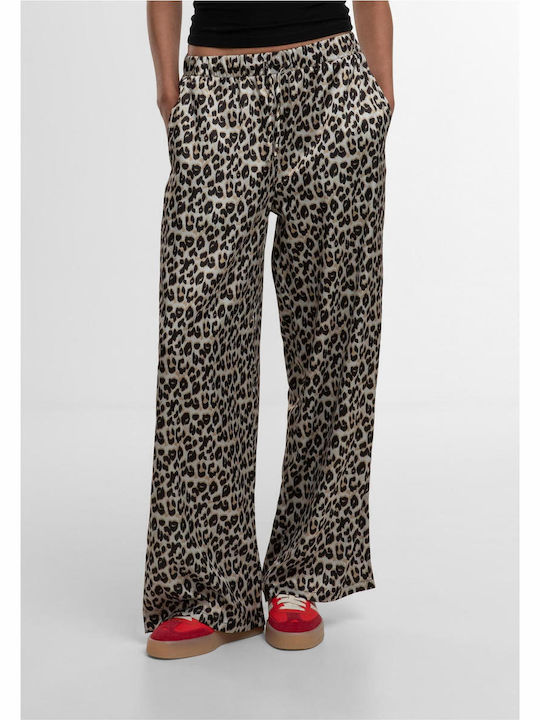 Dama Tesatura Pantaloni Leopard Maro