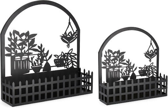 Bizzotto Metal Plant Pot Black 2 Pieces