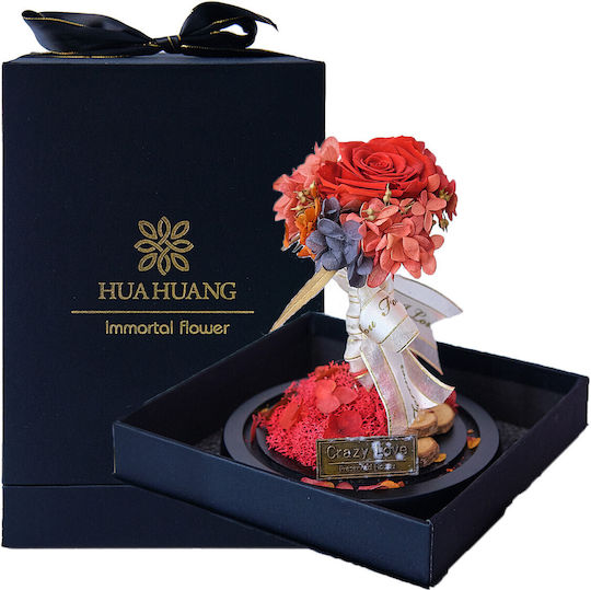 Crazy Love Arrangement Gefrorene Blumen Rose In Glasskugel Geschenkbox Rot