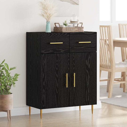 Sideboard made of Wood & Metal with Drawers Black Beech 69.5x34x90cm