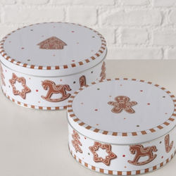Boltze Set 2 Weihnachtliche Metall Container Mit Deckel 1350 ml Weiße (2 Stücke)