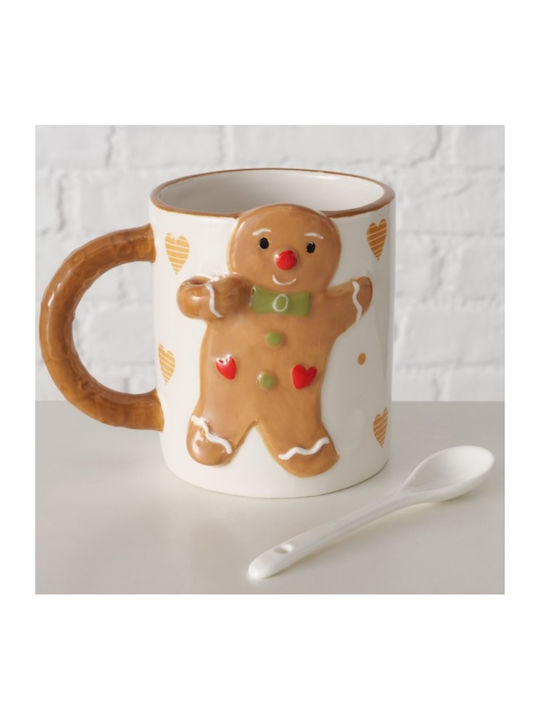 Gingerboy Χριστουγεννιάτικη Κούπα Κουταλάκι 520 Ml Λευκή Gingerboy Χριστουγεννιάτικη Κούπα Κουταλάκι 520 Ml Λευκή