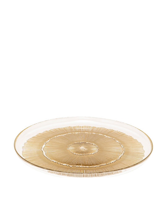 Atmosphera Celeste Shallow Glass Gold Plate With Diameter 33cm