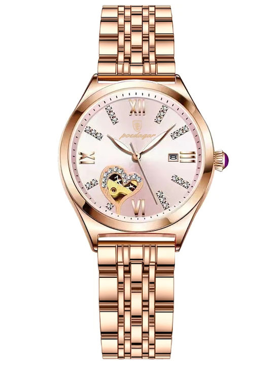 Poedagar Ceas de Damă cu Rose Gold Brățară Metalică