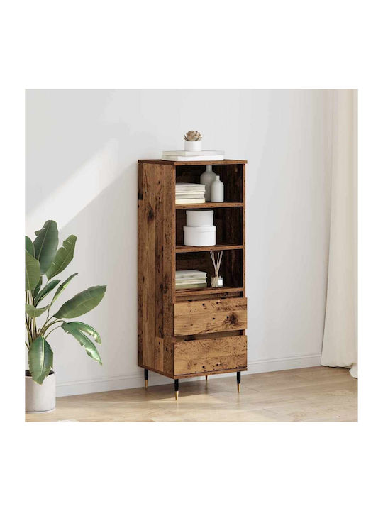 vidaXL Wohnzimmer Vitrine aus Holz & Metall mit Verglasung Alter Holz 40x36x110cm