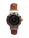 Catamaran Men's Watch Battery with Brown Leather Strap