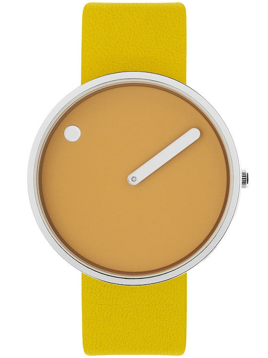 Picto Herrenuhr 40mm Batterie mit Gelb Metallarmband