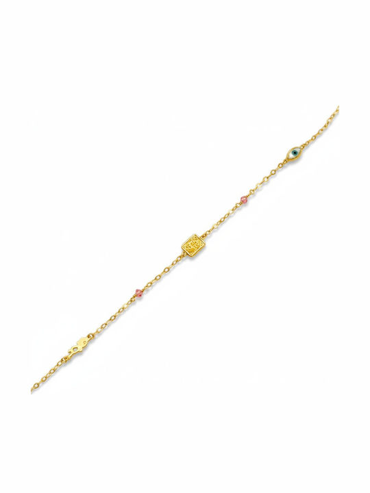Velegrakis Kids Bracelet from Gold 9K with Baby Girl & Evil Eye
