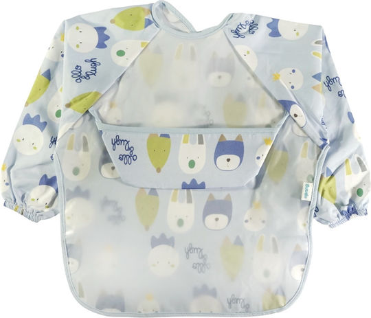 Buude Waterproof Coverall Fabric with Hoop & Loop Fastener, Pocket & Sleeves Light Blue