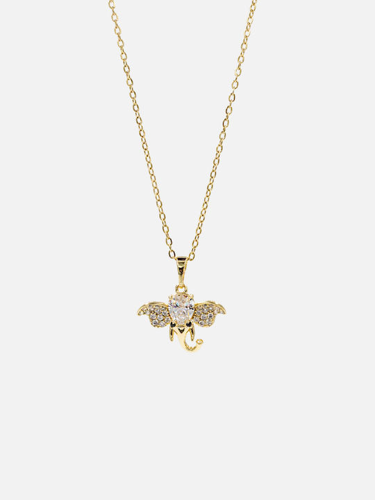 Chrysothemiss Colier Femei Lucky Ellie Piatra Albă și Design Elefant