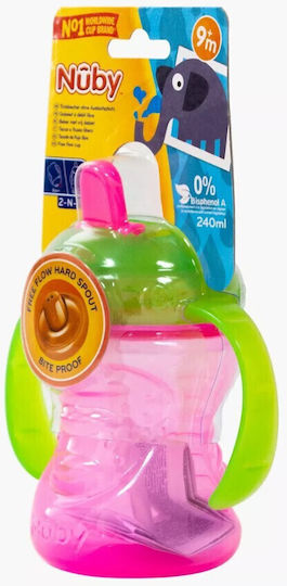 Nuby Kunststoff Kinder Trinkflasche mit Stroh Rosa 240ml