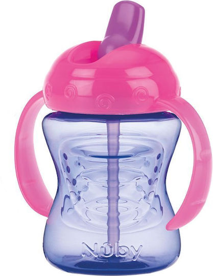 Nuby Kunststoff Kinder Trinkflasche mit Stroh Lila 240ml