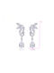 Chrysothemiss Women's Long Earrings Crystal Fleur Platinum Plated Zircon Evening Appearances