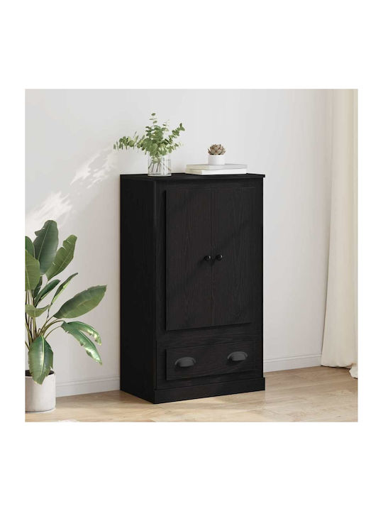 Floor-standing Living Room Display Cabinet made of Particleboard with Glass Black Beech 60x35.5x103.5cm