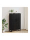Living Room Display Cabinet made of Wood and Metal with Glass Black Oak 69.5x30x115cm