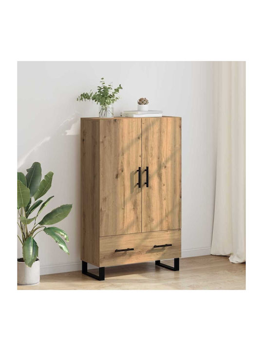 vidaXL Wohnzimmer Vitrine aus Eiche und Metall mit Verglasung Artisan Eiche 69.5x30x115cm