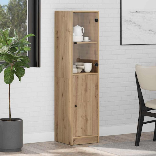 Living Room Display Cabinet Made of Particle Board with Windowed Artisan Oak 35x37x142cm