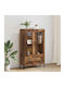 Corona Wall Living Room Display Cabinet made of Wood & Metal with Glass Old Wood 69.5x31x115cm