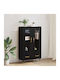 Wall Living Room Display Cabinet made of Wood & Metal with Glass Black Beech 69.5x31x115cm