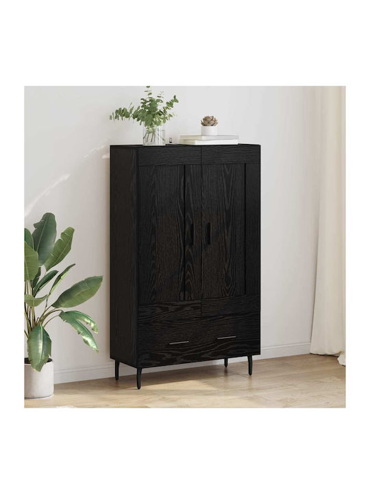 Wand Wohnzimmer Vitrine aus Holz & Metall mit G...