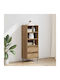 Wand Wohnzimmer Vitrine aus Holz & Metall mit Glas Artisan Oak 40x36x110cm