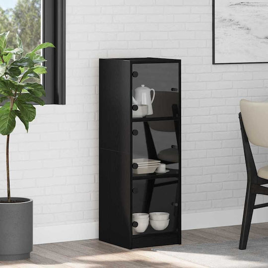Living Room Display Cabinet Made of Particle Board with Windowed Black Oak 35x37x109cm