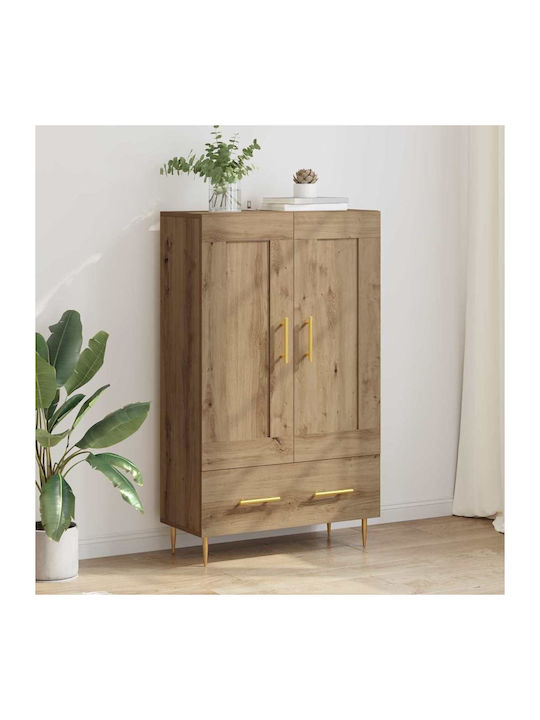 Floor-standing Living Room Display Cabinet made of Wood & Metal with Glass Artisan Oak 69.5x31x115cm