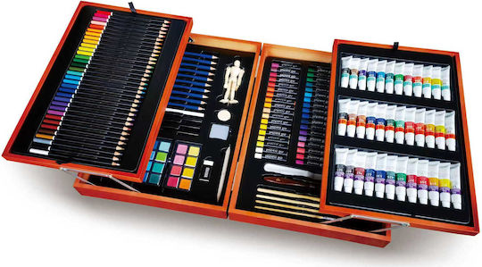 Colouring Set 172 Pieces Wooden Carrying Case 45x33x11cm